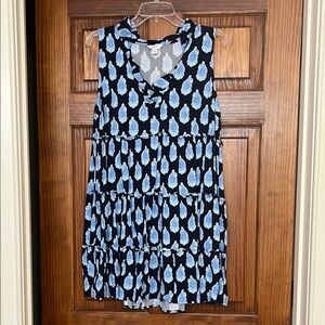 Sleeveless Blue and Black Patterned Dress